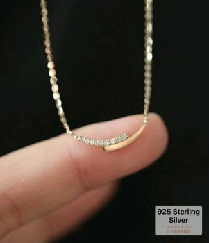 S925 Sterling Silver Cubic Zirconia Arc Necklace