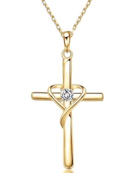 Fashionable Cubic Zirconia Cross Necklace