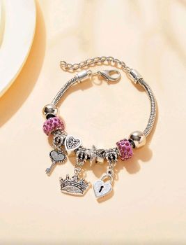 1pc Heart, Crown, Key Bracelet