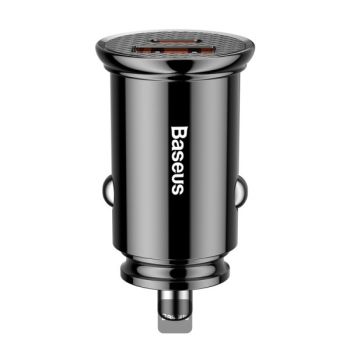 BASEUS CIRCULAR PLASTIC A+C 30W CAR CHARGER BLACK