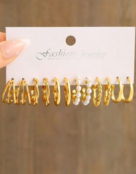 6 Pair Minimalist Hoop Earring Set #01