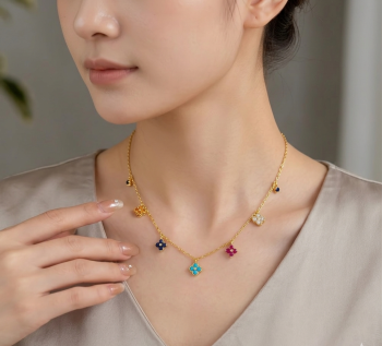 Minimalist Colorful Rhinestone Necklace #09