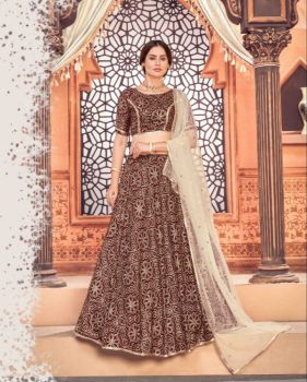 1731-Lehenga- Deep Maroon Beige 
