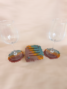 Handmade Resin Coaster & Rack Set
