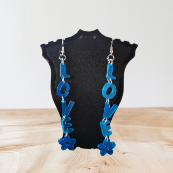 Blue LOVE Resin Hook Earring 
