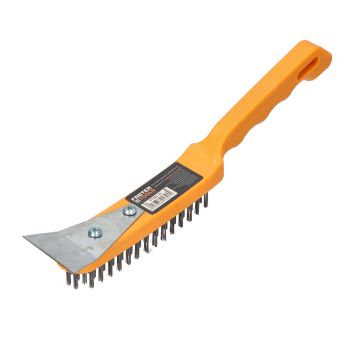 steel wire brush with metal scraper