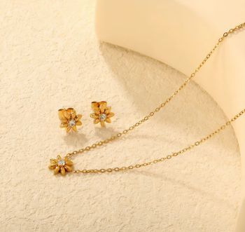 18K Gold Plated Floral Inspired Jewelry Set