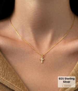 S925 Sterling Silver Cross Pendant Necklace