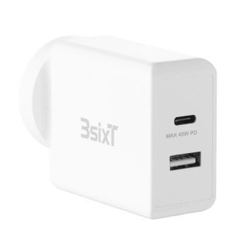 3sixT Wall Charger GaN 45W USB-C PD + 2.4A