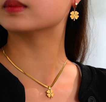 18K Gold Plated Clover Jewelry Set #00