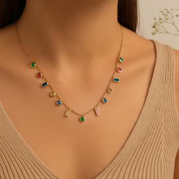 18K Gold Plated | Stainless Colorful Charm Necklace