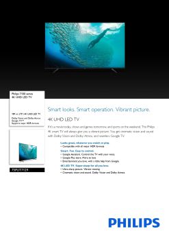 PHILIPS 75'' 7100 series 4K UHD LED GOOGLE SMART TV