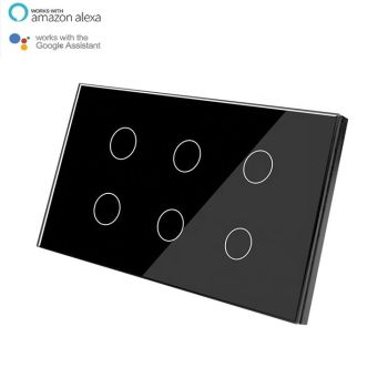 6 Gang Smart WiFi Smart - Black