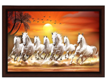 SEVEN WHITE RUNNING HORSES WALL PHOTO FRAME