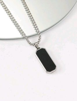 Men's Simple Black Oil Drop Stainless Steel Necklace