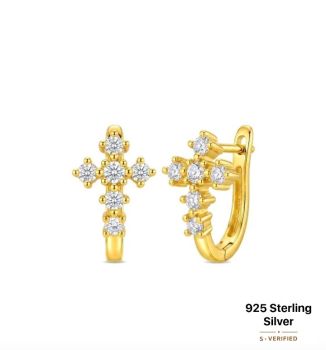 S925 Sterling Silver Cross Earring