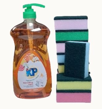 KP Dishwashing Liquid - 750ML | 10 Pieces Of Scouring Pads