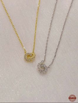 S925 Sterling Silver Double Ring Necklace