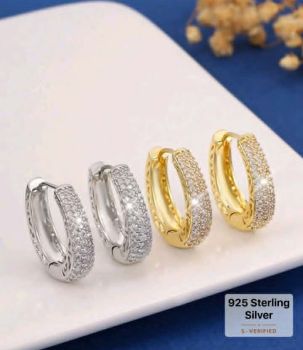 1pair Elegant S925 Sterling Silver Sparking Diamond Earring