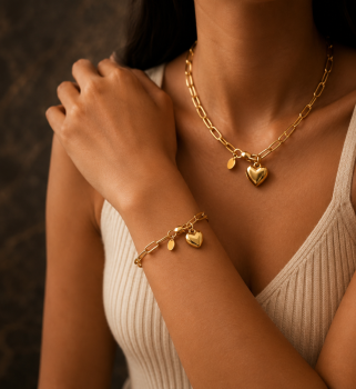 18K Gold Plated Paper Clip Jewelry Set