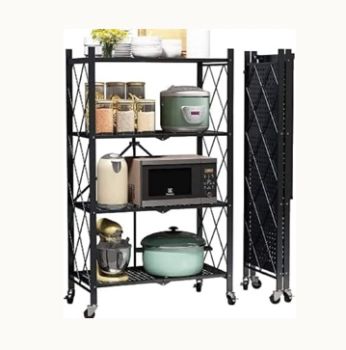Folding Metal Shelve On Wheels - 4 Layers