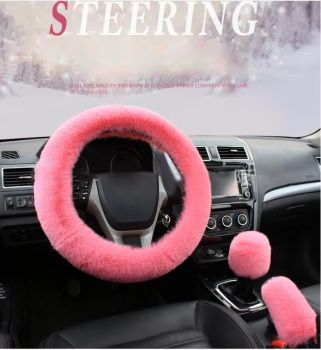 3pcs Universal Fur Steering Wheel Cover Set (13100-20)