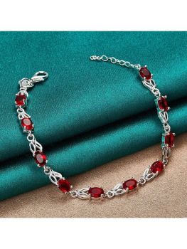 925 Silver Plated Crystal Bracelet