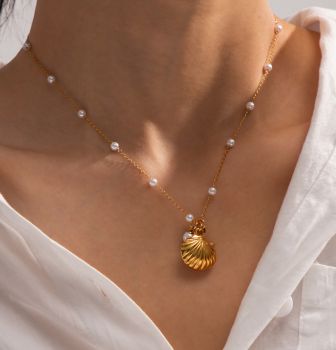 Faux Pearl Island Necklace