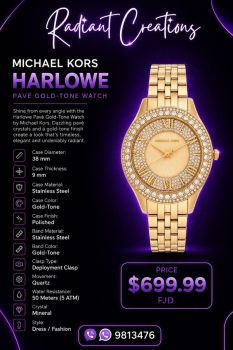 MICHAEL KORS HARLOWE PAVÉ GOLD-TONE LADIES WATCH