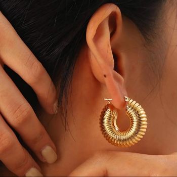 18K Gold Plated Chunky Hoop