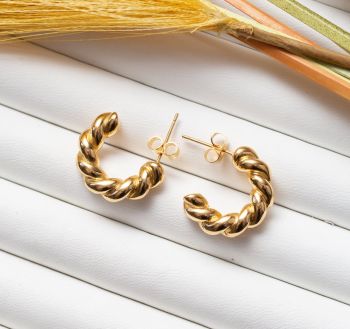 18K Gold Plated Minimalist Twisted Hoop Earring