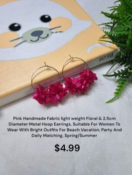Pink hoop earring 