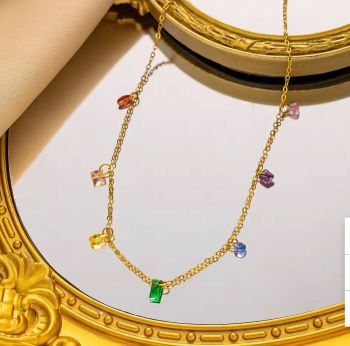 Zirconia Stone Stainless Necklace