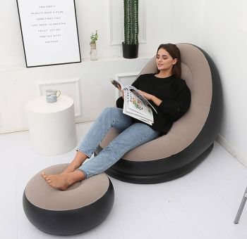 Inflatable Chair with Pouf - Sofa Set. 