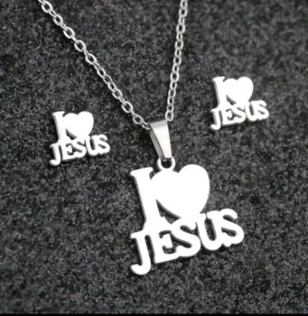 Stainless Steel I love Jesus Jewelry Set