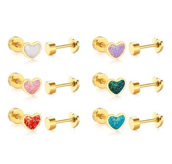 316L S.S Dainty Heart Flatback Stud Earring