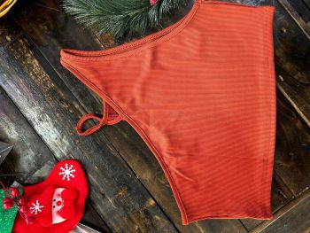 One Shoulder Crop Top (Brown) 