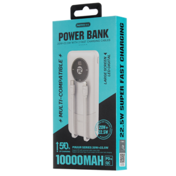 REMAX RPP-37 10000mAh Power Bank 20W + 22.5W Dual Fast Charging Built-In Cables For iPhone / Android 