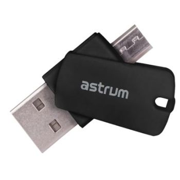 Astrum 2 in 1 OTG Card Reader for PC/Mobile - Black