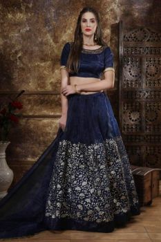 115-Lehenga- Navy Blue  -UPTo 42 Bust & Waist 