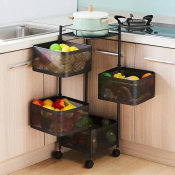 4 Layer Metal Rotating Basket Kitchen Rack