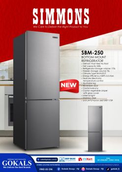 SIMMONS BOTTOM MOUNT 250 LITRES REFRIGERATOR SBM-250
