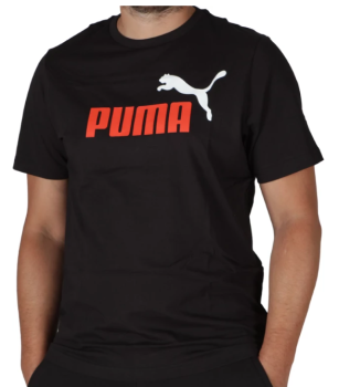 PUMA ESS+ 2 COL LOGO TEE BLK/RED