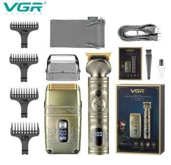 VGR 649 Metal Gold Electric Hair Trimmer and Shaver kit 