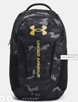 UNDER ARMOR UNSX HUSTLE 6.0 BACKPACK BLACK METALLIC GOLD (1384672.001)