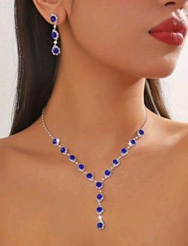 Blue Rhinestone Jewelry Set 