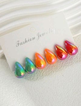 3 pair Colorful Teardrop Earring Set
