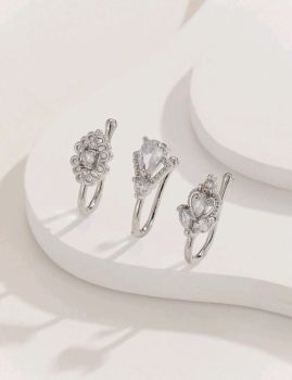 3 Piece Clip on Nose Ring Set