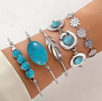 Boho Style Turquoise Bracelet Set 