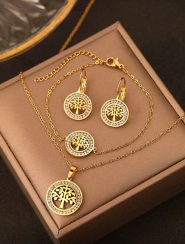 Stainless Tree of Life jewelry set 